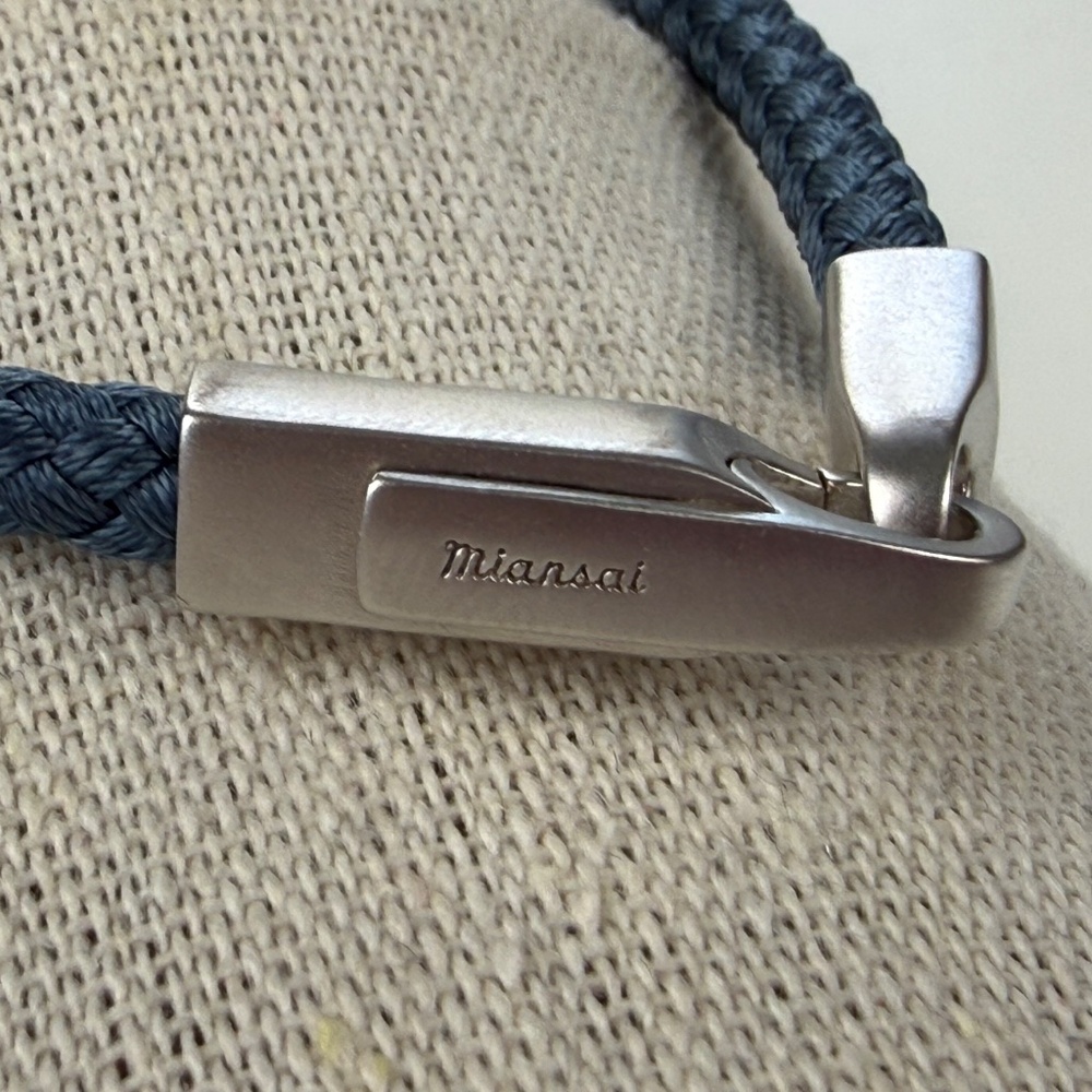 MIANSAI Mens Blue Rodium Plated Sterling Silver Crew Rope Bracelet - Picture 3 of 7